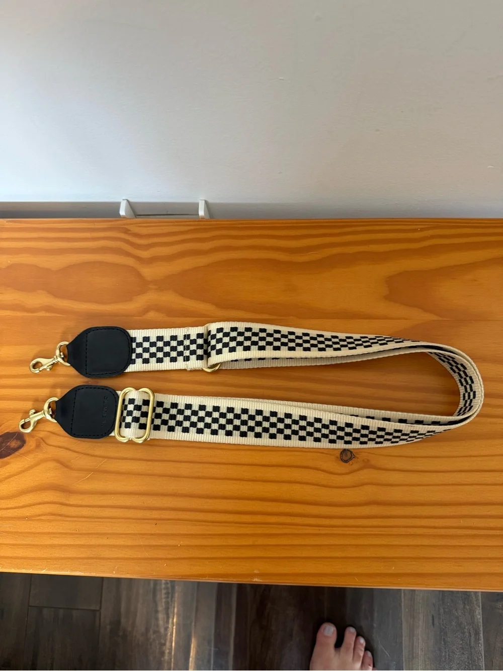 Clare V Black and White Checker Adjustable Strap - Picture 1 of 5